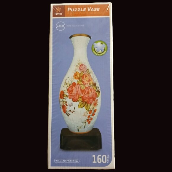 New Pintoo Rose Jigsaw Puzzle Vase, 160 Pieces - Picture 1 of 2